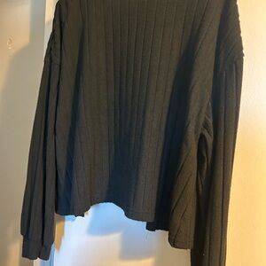 Classic Black Ribbed Long Sleeve Top